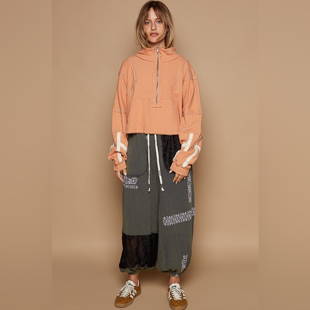 POL Peach Half-Zip Sweatshirt - Picture 4 of 4